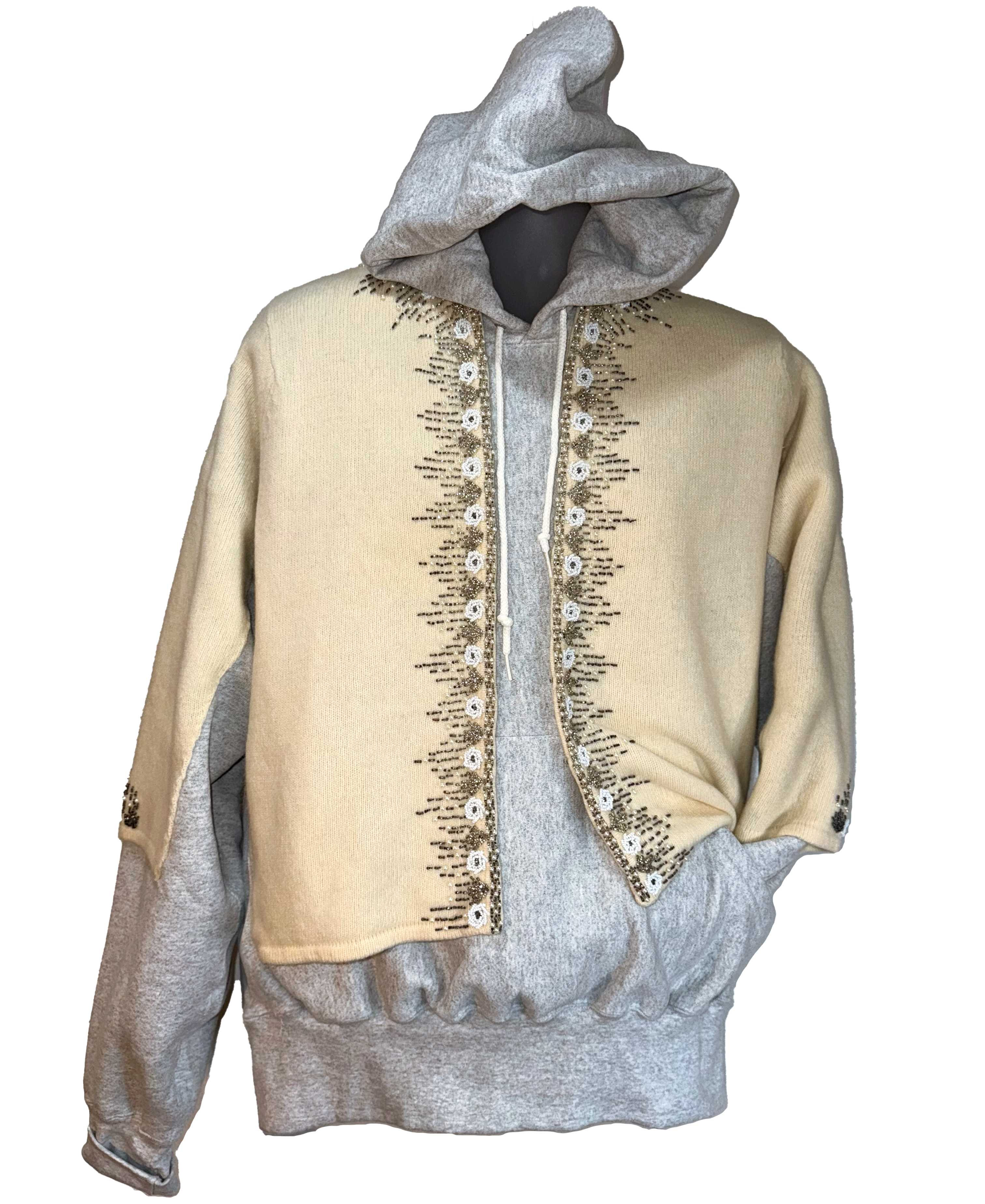 Hoodie with decorative pattern on a white background