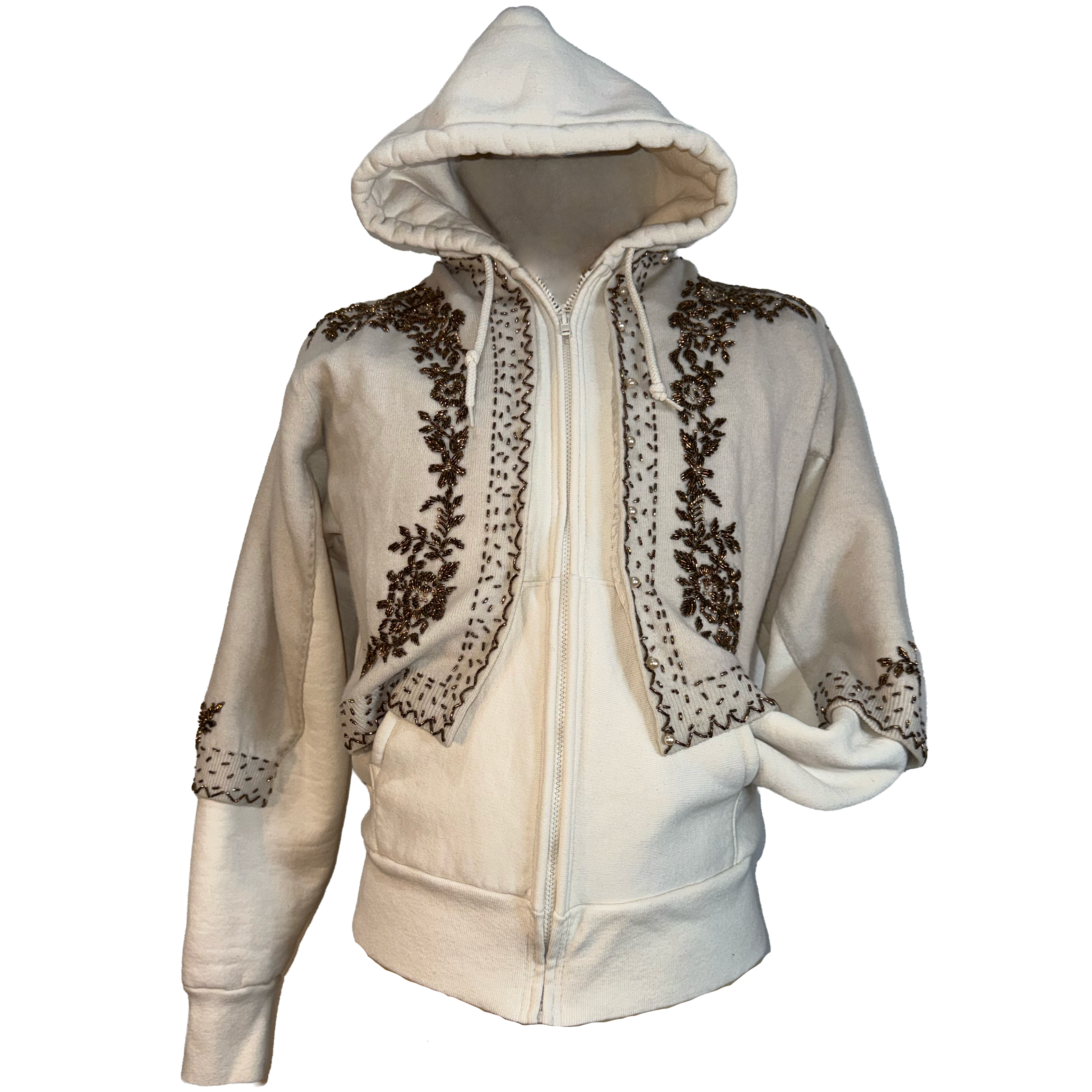 Beaded Sweater Zipper Hoodie