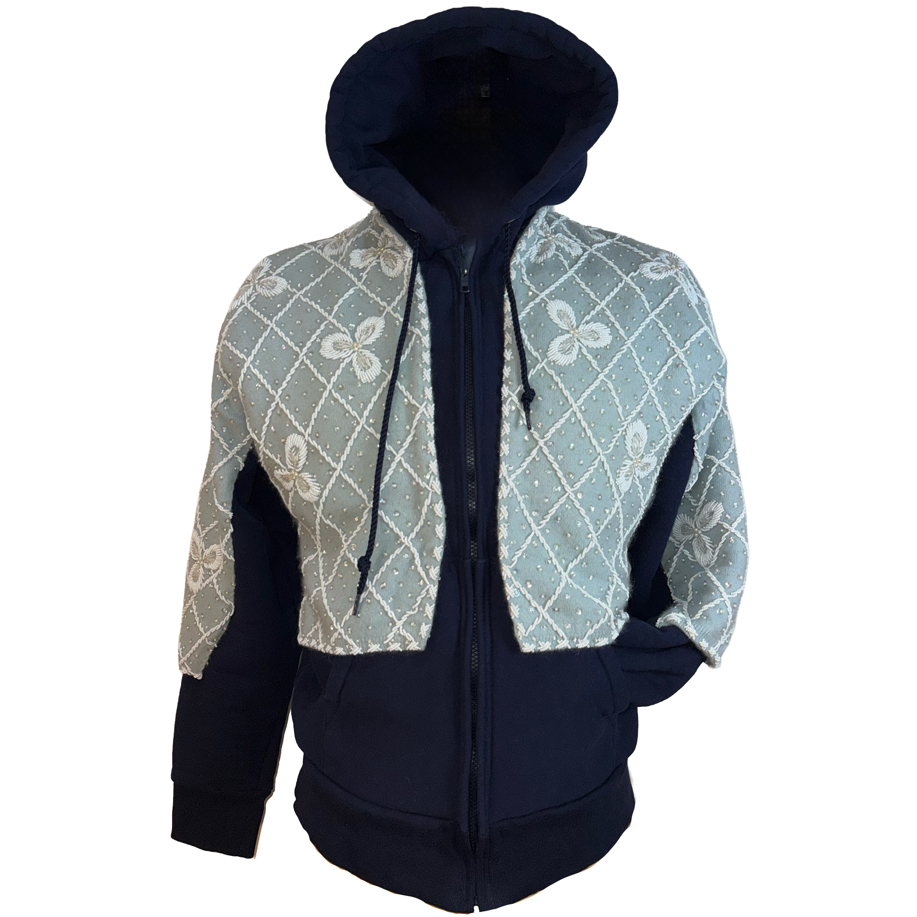 Beaded Sweater Zipper Hoodie