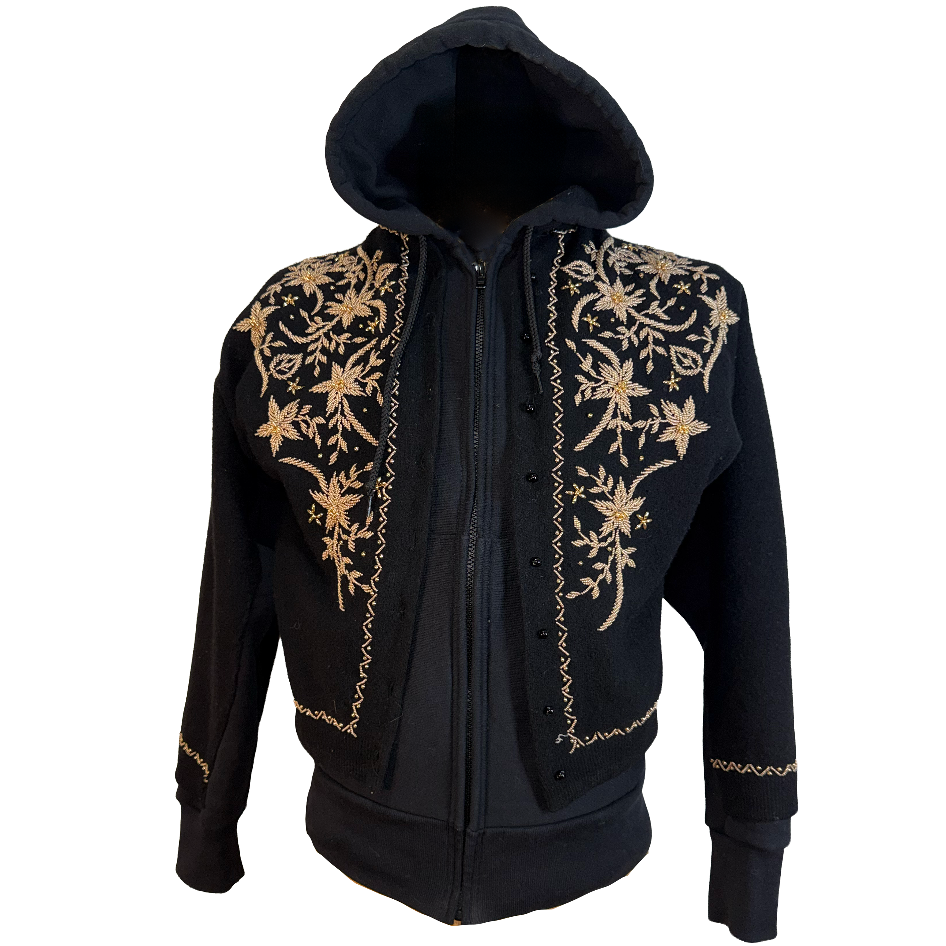 Beaded Sweater Zipper Hoodie