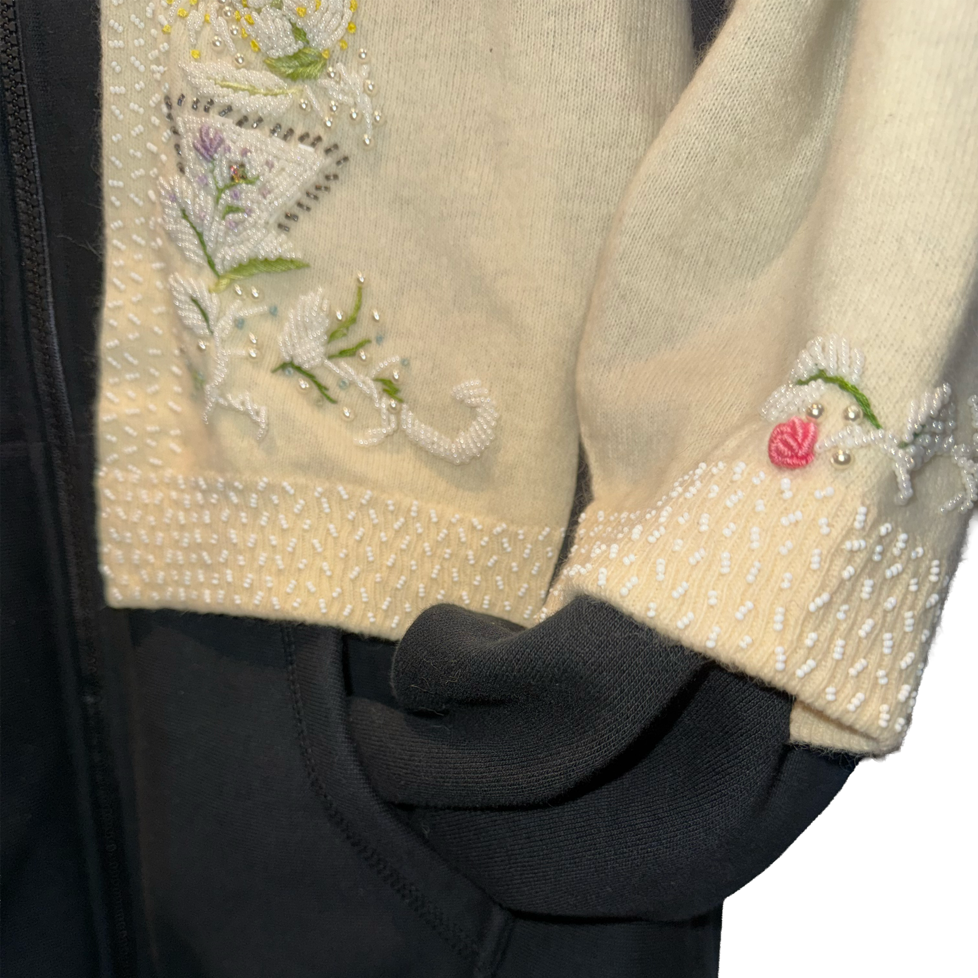 Beaded Sweater Zipper Hoodie