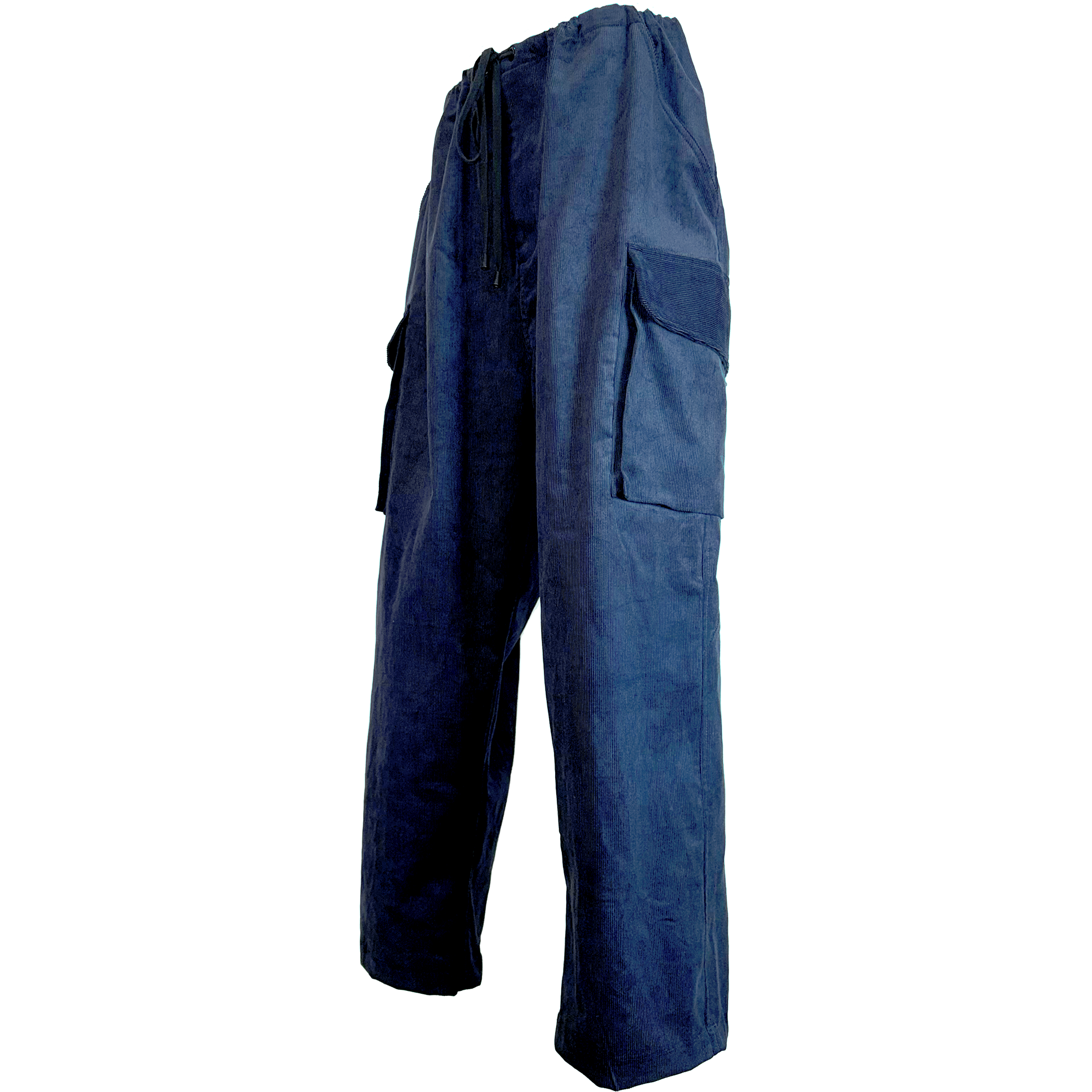 Blue work pants on a white background.