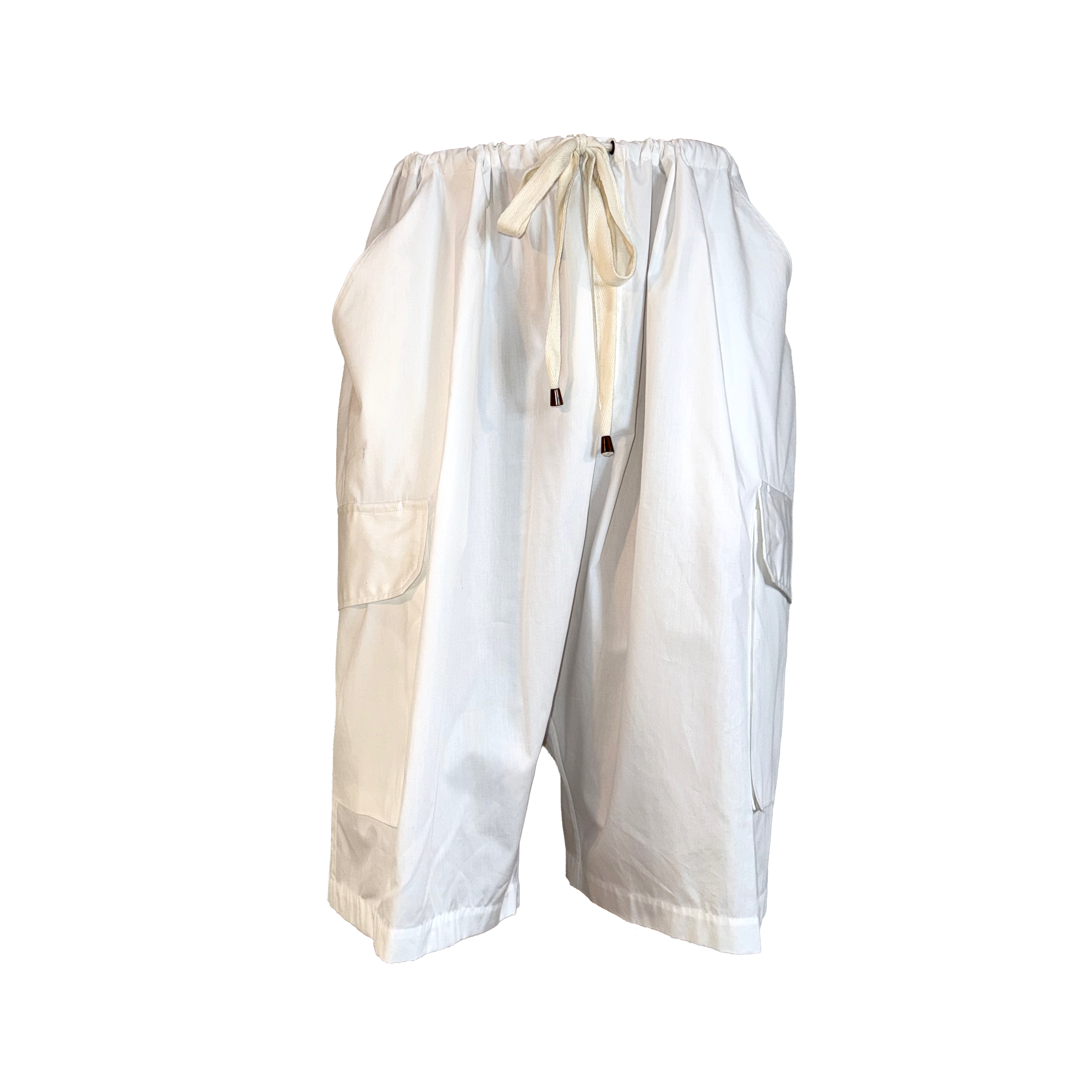 Poplin Drawstring Cargo Shorts