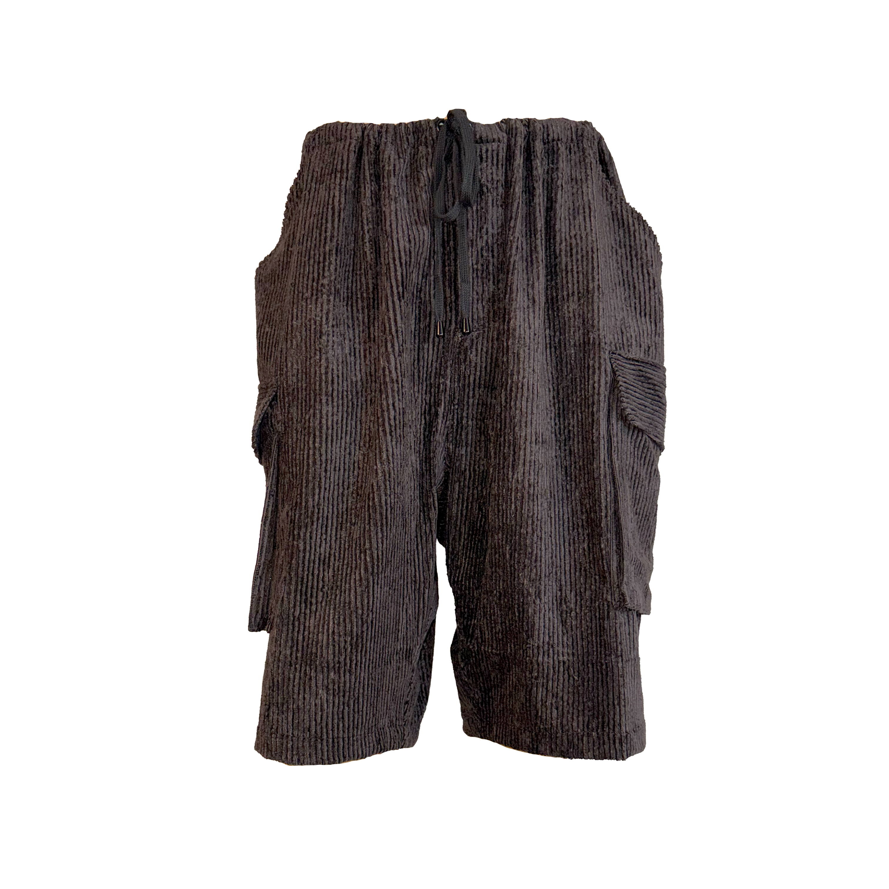 Corduroy Drawstring Cargo Shorts