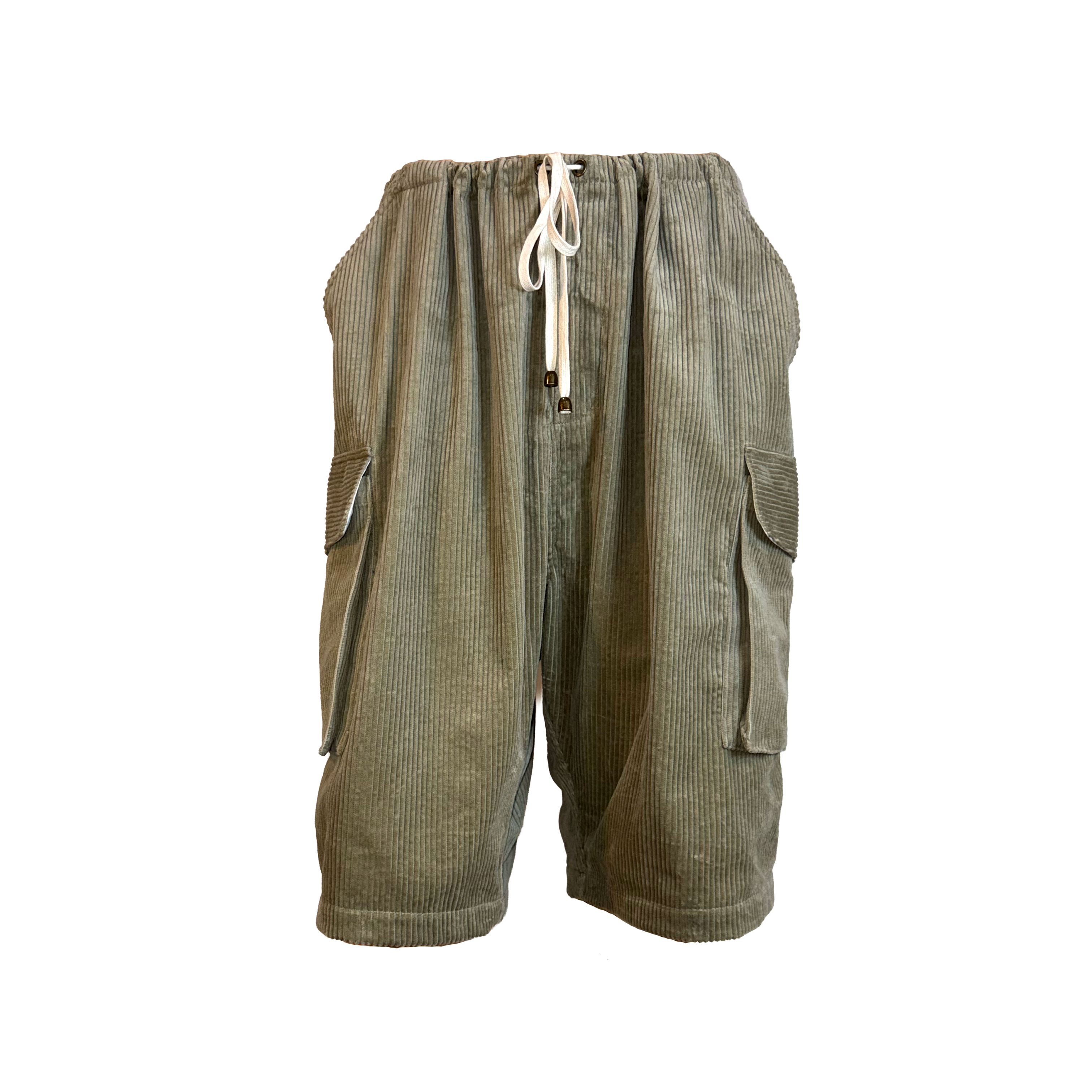 Corduroy Drawstring Cargo Shorts