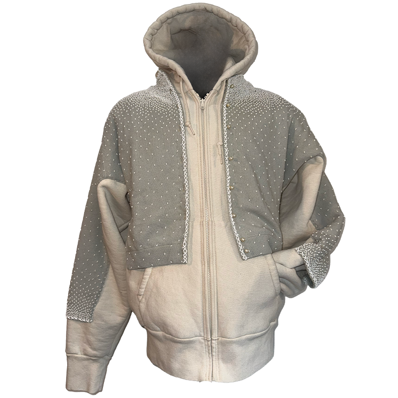 Beaded Sweater Zipper Hoodie