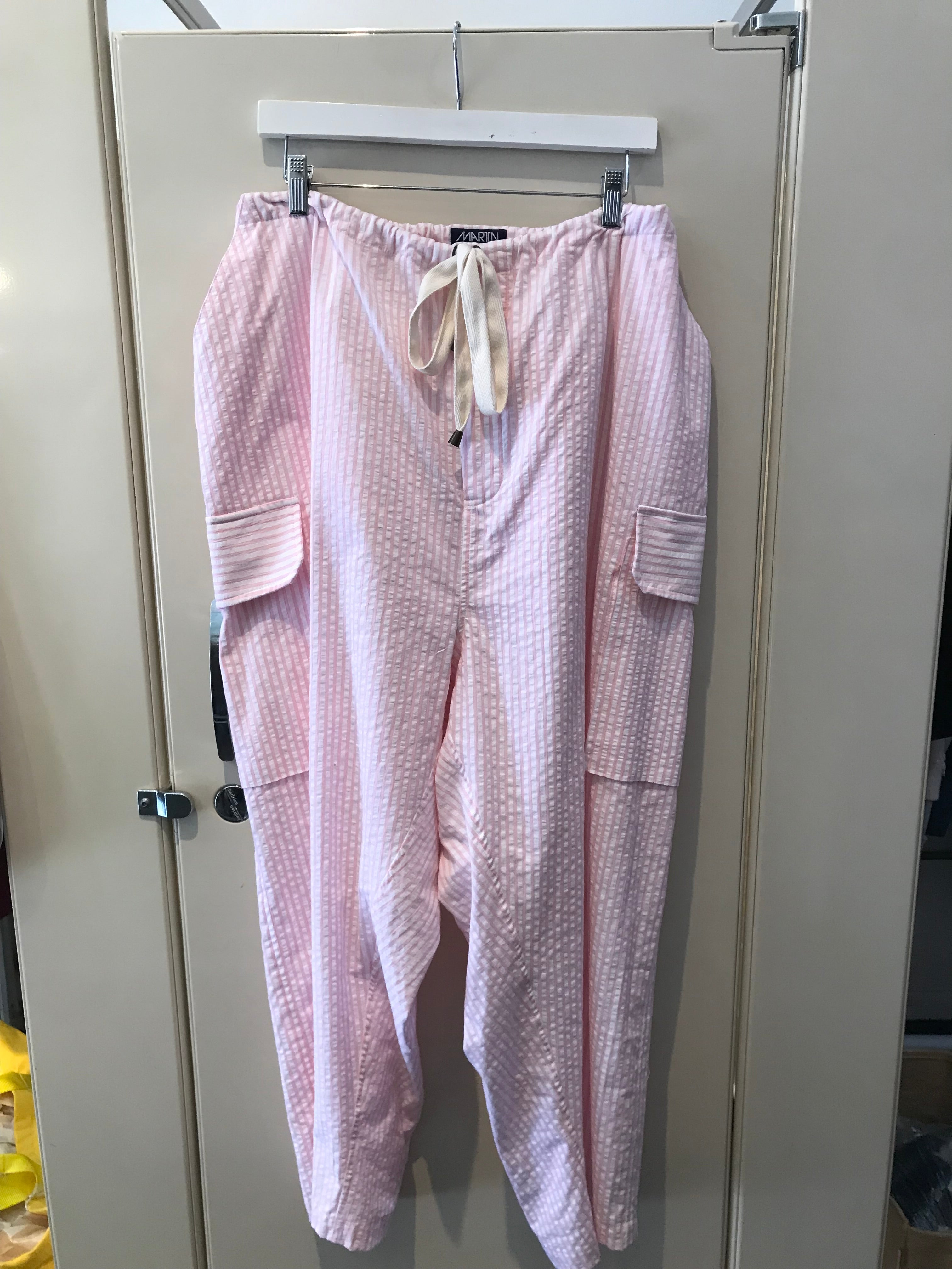 Seersucker Drawstring Cargo Pants