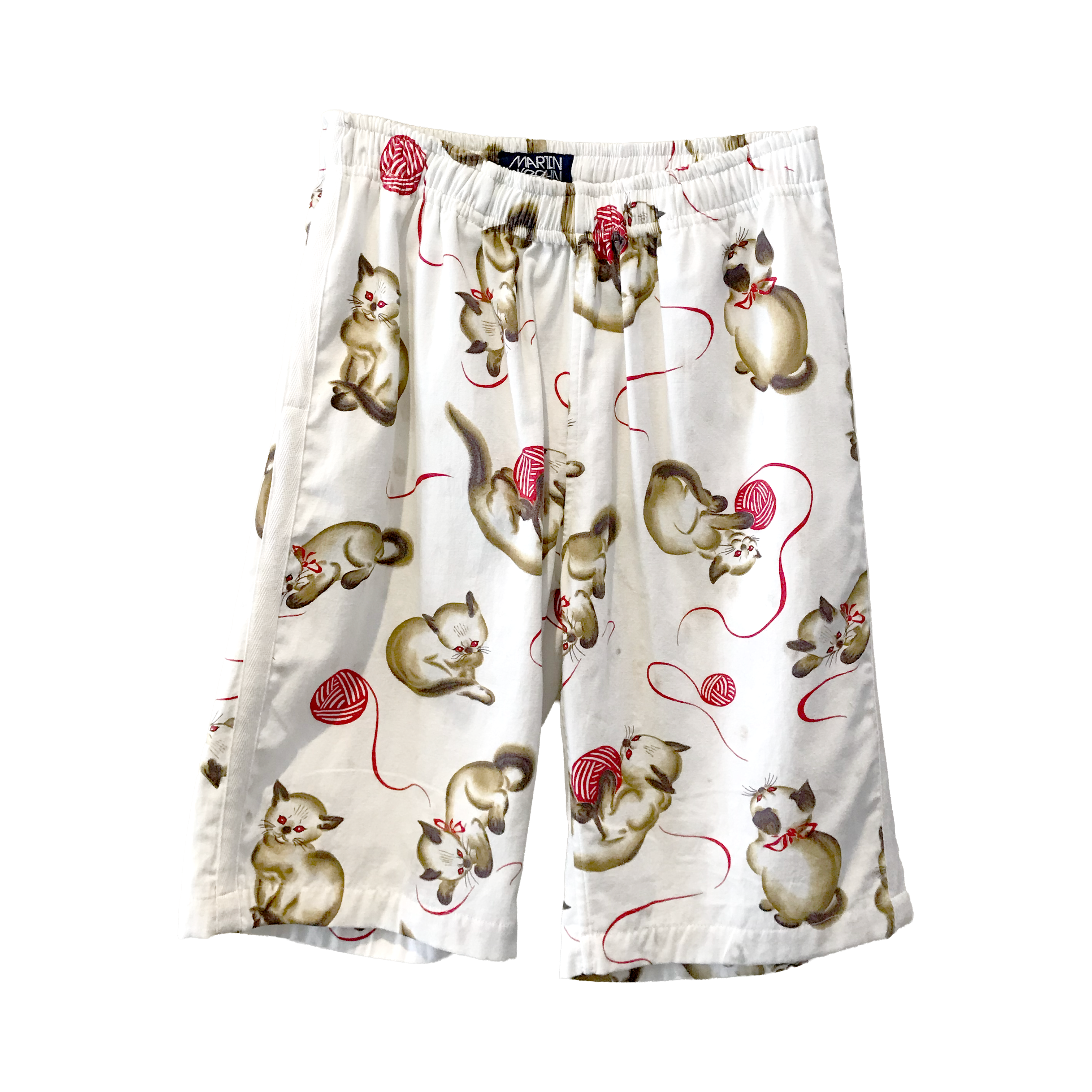 Floral-patterned pajama pants on a white background