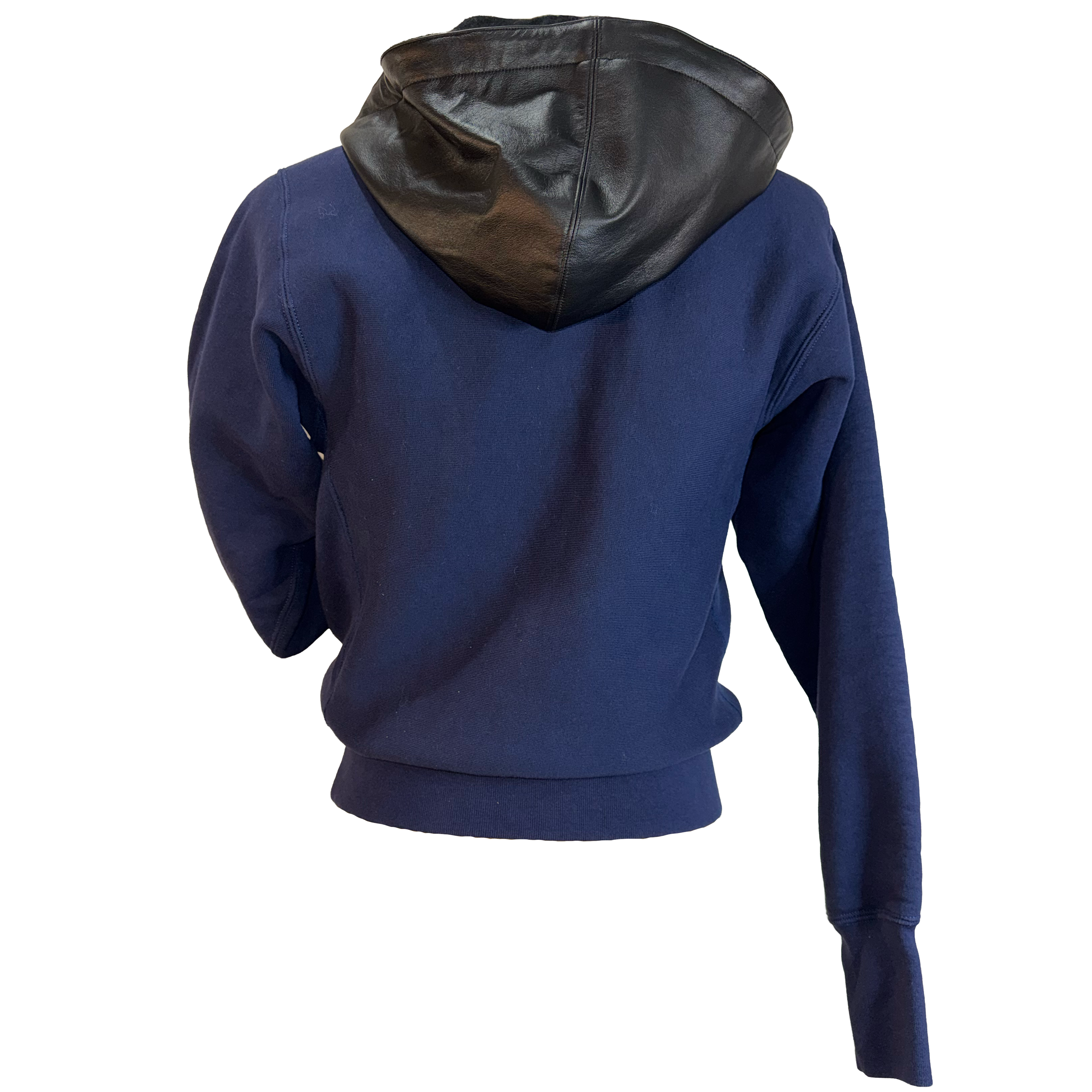 Navy Leather Hoodie