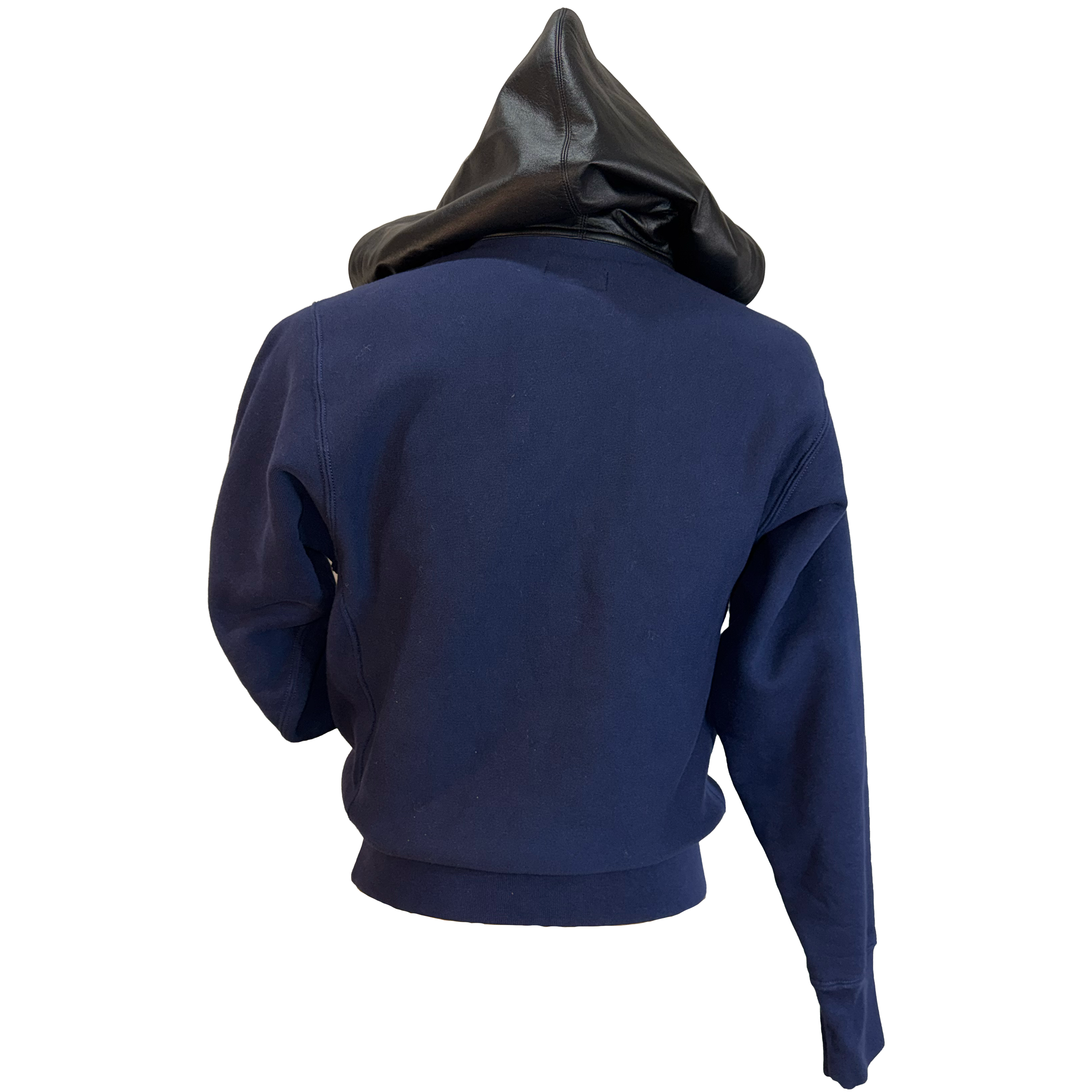 Navy Leather Hoodie